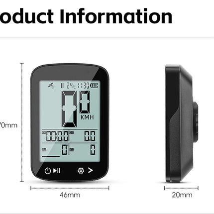 GPS Bike Computer Wireless 5-Star Positioning IP67 Waterproof, 2.4" Anti-Glare LCD, Tracks Speed Altitude Slope and Distance, 700mAh Battery