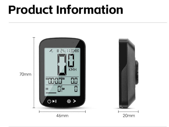 GPS Bike Computer Wireless 5-Star Positioning IP67 Waterproof, 2.4" Anti-Glare LCD, Tracks Speed Altitude Slope and Distance, 700mAh Battery