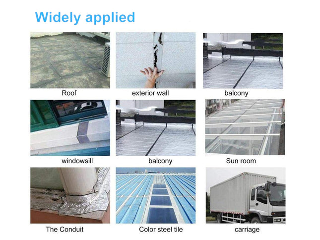 Various applications of a product or material on different surfaces and structures.