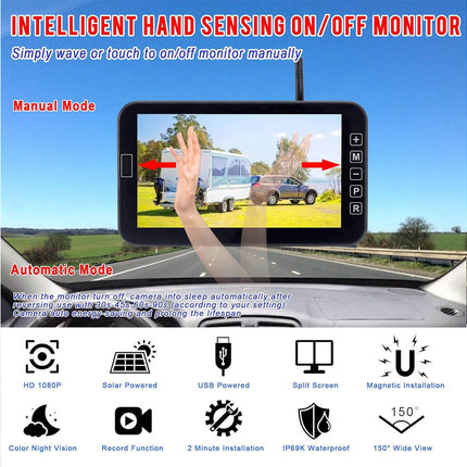 Solar Wireless Reversing Camera 2 Cams 1080P | NZ Sale