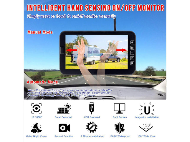 Solar Wireless Reversing Camera 2 Cams 1080P | NZ Sale