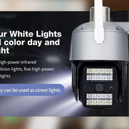 Security camera with white lights on a blurred background