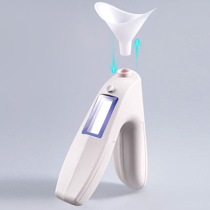 Medical device with a funnel-like attachment on a gray background