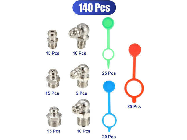 140Pcs Grease Nipple Fittings Assortment Kit | NZ Sale