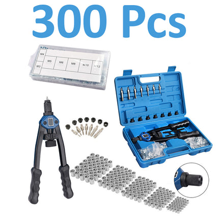 Mechanical tool set with blue case and tools on a white background, labeled '300 Pcs'.
