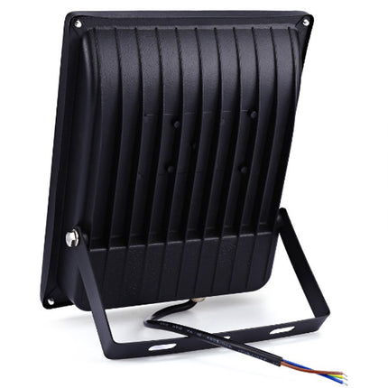 Black rectangular floodlight with ribbed design on a white background