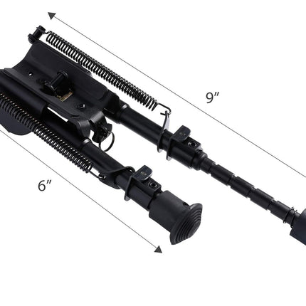 Adjustable Rifle Bipod 6–9" with 360° Swivel Adapter | Picatinny Mount for Hunting & Tactical Shooting