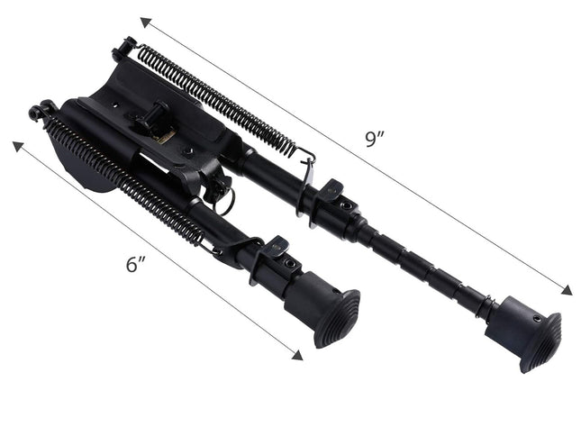 Adjustable Rifle Bipod 6–9" with 360° Swivel Adapter | Picatinny Mount for Hunting & Tactical Shooting