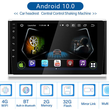 Car multimedia system with Android 10.0 OS on a white background