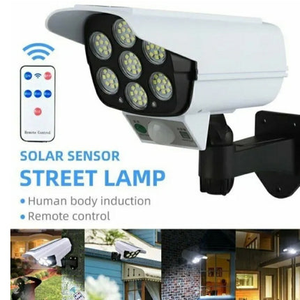 Solar sensor street lamp with remote control on a white background