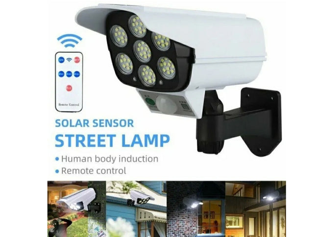 Solar sensor street lamp with remote control on a white background