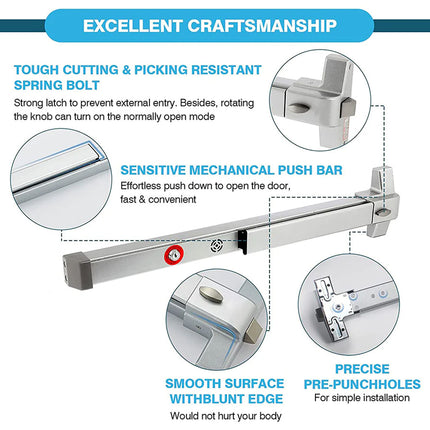 Door Push Panic Bar with Alarm for Exit Doors