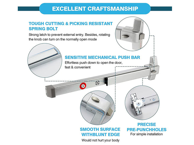 Door Push Panic Bar with Alarm for Exit Doors