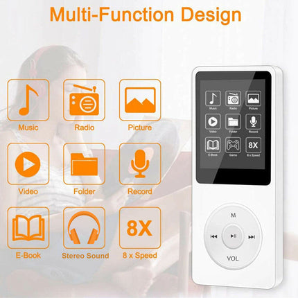 Multifunctional device with icons and a digital display on a white background