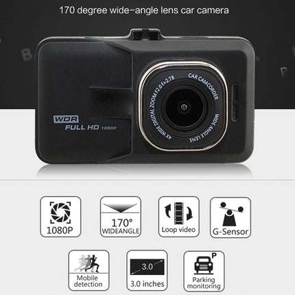 Car camera with features listed on a white background