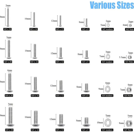 1220Pcs M3 M4 M5 Metric Screw Assortment Kit