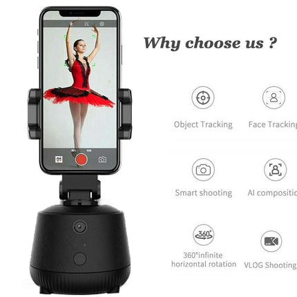 360° AI Tracking Phone Gimbal Hands-Free with Facial Recognition, Gesture Control, No App or Bluetooth Needed, 1.6m Tripod, 2400mAh Battery