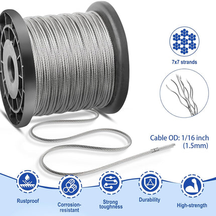 50M Stainless Steel Wire Rope Cable Kit