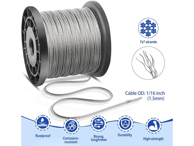 50M Stainless Steel Wire Rope Cable Kit
