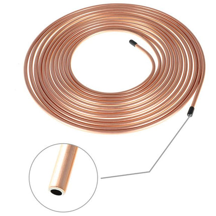 Coiled copper tube with a close-up inset on a white background