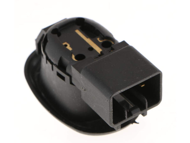 Black automotive connector on a white background