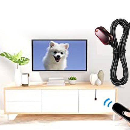 Pet camera with remote control in a living room setting