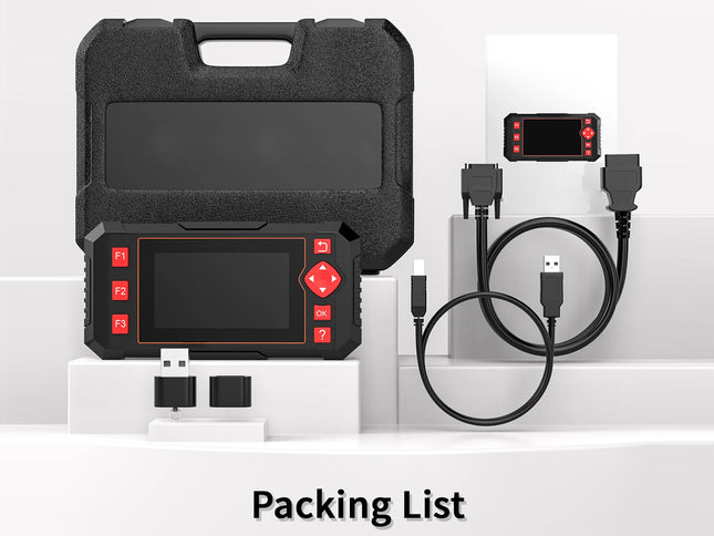 Car diagnostic tool set with cables on a white background