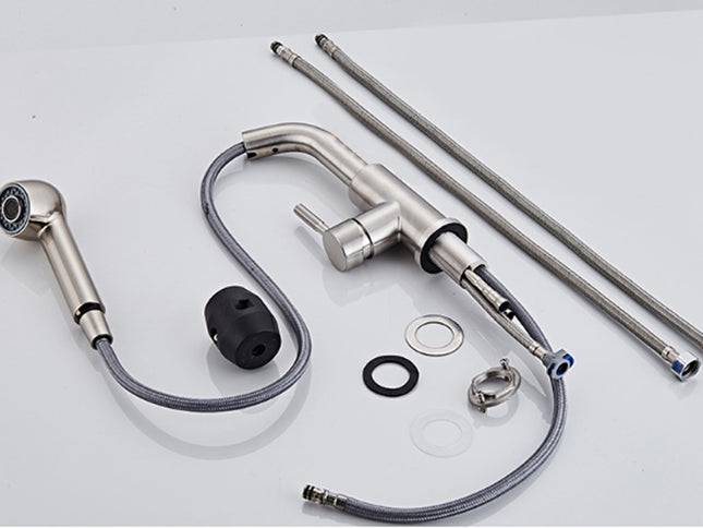 Brewer's faucet and parts on a white background