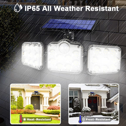 Solar lights with IP65 rating on a tiled wall background