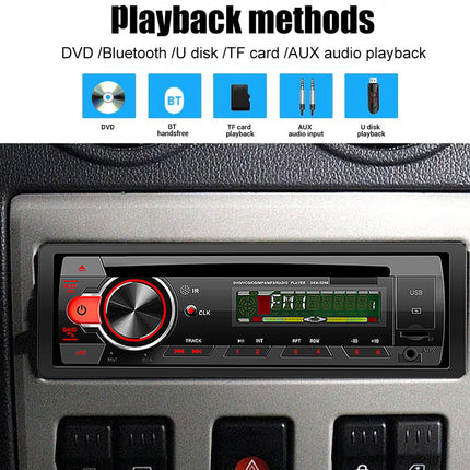 Car stereo system with playback methods listed above it