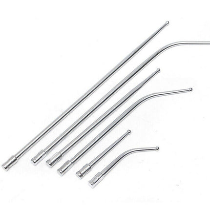 Set of metal straws on a white background