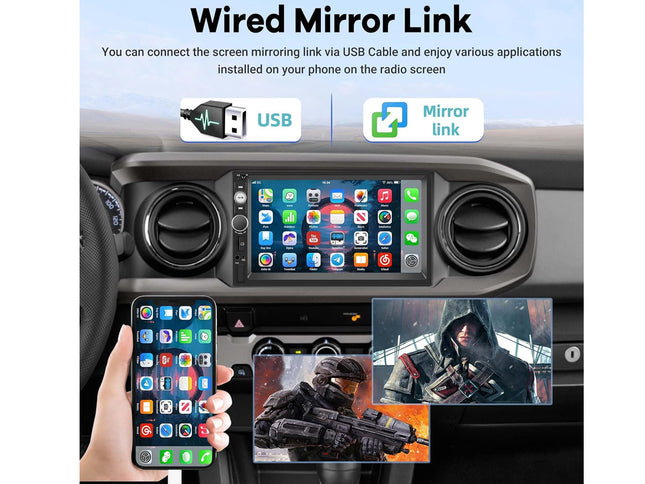 Car Stereo 2 DIN Bluetooth + Camera