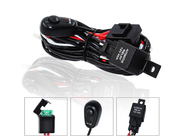 Car wiring harness kit with connectors on a white background