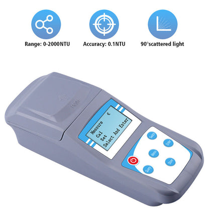 Gray device with digital display and control buttons on a white background