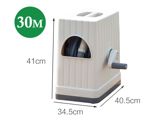 Hose reel with dimensions labeled on a white background