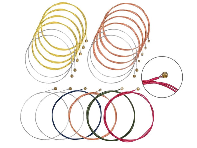 Set of colorful necklaces on a white background