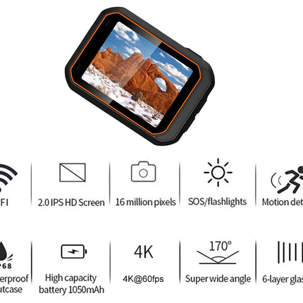 Product display with features listed on a white background