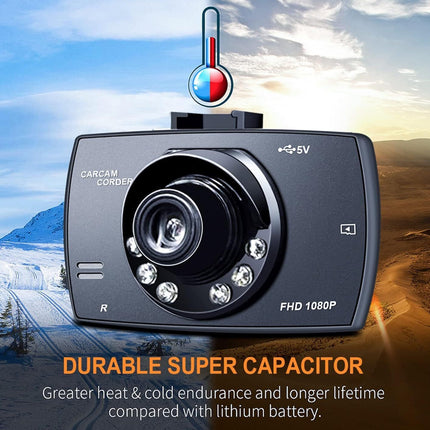 Car dashboard camera with scenic background