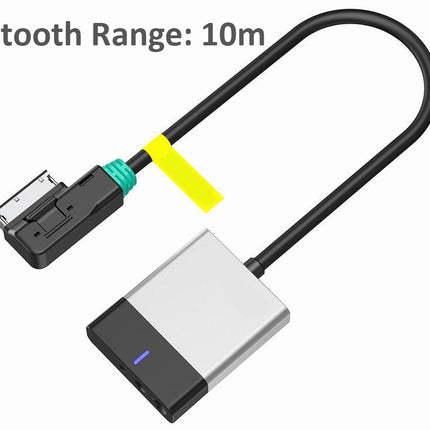Bluetooth adapter with cable and 'Bluetooth Range: 10m' text on a white background