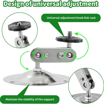Metallic universal adjustment knob link rack with close-up details on a white background