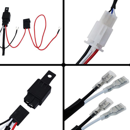 Collage of various automotive wiring connectors and cables.