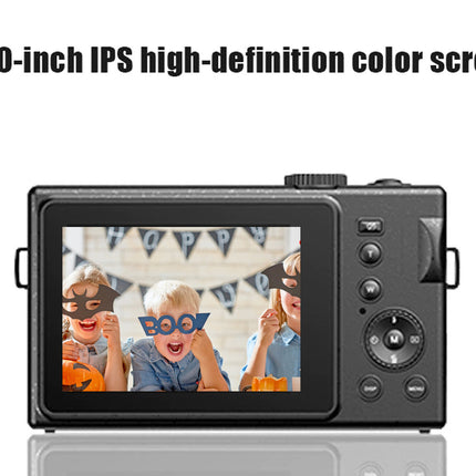 Camera with a 3.0-inch IPS high-definition color screen displaying children wearing Halloween masks.