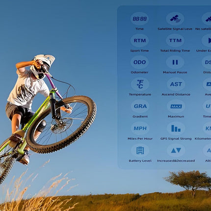 GPS Bike Computer Wireless 5-Star Positioning IP67 Waterproof, 2.4" Anti-Glare LCD, Tracks Speed Altitude Slope and Distance, 700mAh Battery
