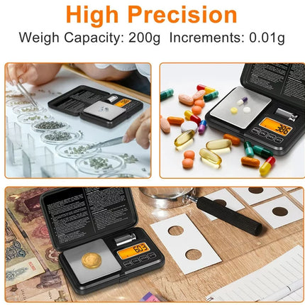 Digital scale with high precision features on a white background