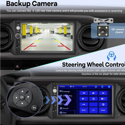 Car Stereo 2 DIN Bluetooth + Camera
