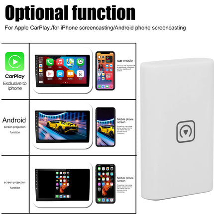 Product advertisement for a device with screen examples on a white background