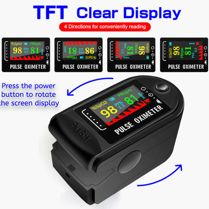 Pulse oximeter with digital display on a white background