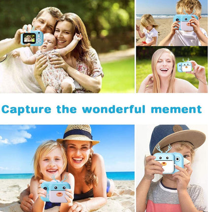 Collage of people using a small camera with text 'Capture the wonderful moment' on a white background.