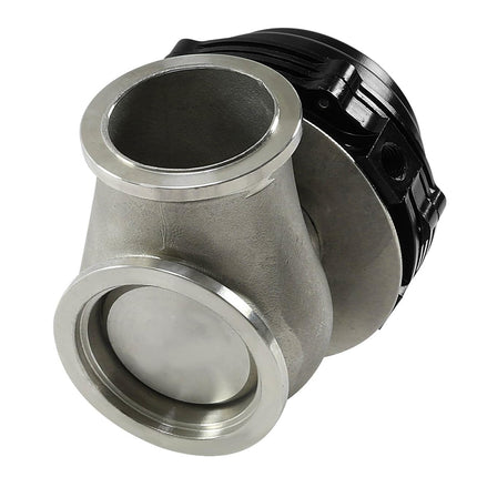 Metal fitting with black and silver components on a white background