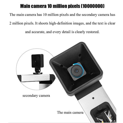 Camera system with main and secondary cameras on a white background